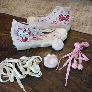 Hello Kitty Pink Canvas Sneakers with Accessories